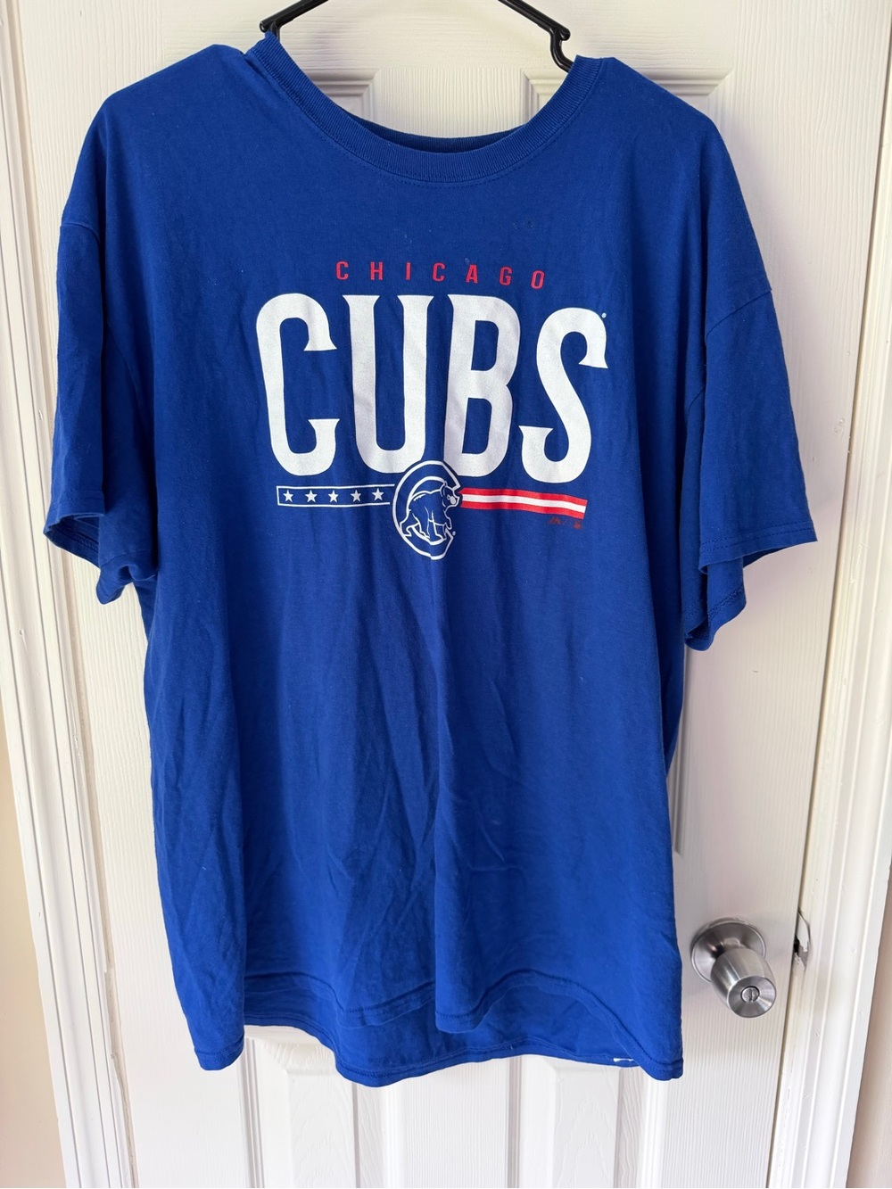 Majestic Chicago Cubs Royal Blue Graphic Tee with White & Red Print